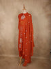 Rust Orange Geometric Printed Design Cotton Salwar Suit with Dupatta