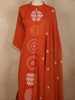 Rust Orange Geometric Printed Design Cotton Salwar Suit with Dupatta