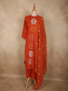 Rust Orange Geometric Printed Design Cotton Salwar Suit with Dupatta