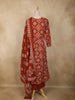 Rust Orange Geometric Printed Design Cotton Anarkali Salwar Suit with Dupatta