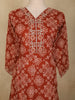 Rust Orange Geometric Printed Design Cotton Anarkali Salwar Suit with Dupatta