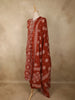 Rust Orange Geometric Printed Design Cotton Anarkali Salwar Suit with Dupatta