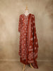 Rust Orange Geometric Printed Design Cotton Anarkali Salwar Suit with Dupatta