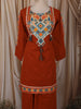 Rust Orange Geometric Thread Embroidered Design Cotton Salwar Suit