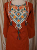 Rust Orange Geometric Thread Embroidered Design Cotton Salwar Suit