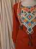 Rust Orange Geometric Thread Embroidered Design Cotton Salwar Suit