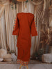 Rust Orange Geometric Thread Embroidered Design Cotton Salwar Suit