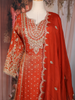 Rust Orange Floral Embroidered Tissue Silk Palazzo Suit with Dupatta