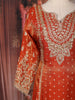 Rust Orange Floral Embroidered Tissue Silk Palazzo Suit with Dupatta