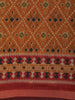 Rust Orange Ikat Printed Design Mixed Silk Cotton Saree with Contrast Border