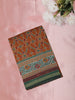 Rust Orange Ikat Printed Design Mixed Silk Cotton Saree with Contrast Border
