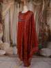 Rust Orange Kalamkari Printed Design Cotton Straight Cut Salwar Suit with Dupatta
