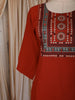 Rust Orange Kalamkari Printed Design Cotton Straight Cut Salwar Suit with Dupatta
