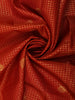 Rust Orange Mini Checked Zari Woven Design Pure Kanchipuram Silk Saree with Contrast Double Zari Border