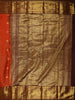 Rust Orange Mini Checked Zari Woven Design Pure Kanchipuram Silk Saree with Contrast Floral Zari Border