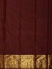 Rust Orange Mini Checked Zari Woven Design Pure Kanchipuram Silk Saree with Contrast Floral Zari Border
