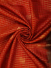 Rust Orange Mini Checked Zari Woven Design Pure Kanchipuram Silk Saree with Contrast Floral Zari Border