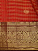 Rust Orange Mini Checked Zari Woven Design Pure Kanchipuram Silk Saree with Contrast Floral Zari Border