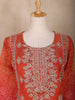 Rust Orange Motifs Design Georgette Straight Cut Salwar Suit