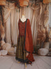 Rust Orange Multicolor Floral Vine Embroidered Design Tissue Silk Palazzo Suit with Matching Dupatta