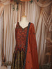 Rust Orange Multicolor Floral Vine Embroidered Design Tissue Silk Palazzo Suit with Matching Dupatta