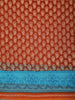 Rust Orange Paisley Printed karishma Cotton Saree with Blue Ornamental Border