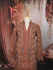 Rust Orange Royal Procession and Geometric Embroidered Design Tissue Silk Men's Kurta Pyjama