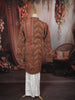 Rust Orange Royal Procession and Geometric Embroidered Design Tissue Silk Men's Kurta Pyjama