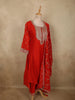 Rust Orange Sequins Embroidered Design Semi Silk Salwar Suit with Designer Dupatta