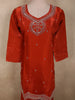 Rust Orange Silver Beads Embroidered Design Organza Palazzo Suit