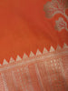 Rust Orange Silver Zari Woven Banarasi Silk Saree - Diadem