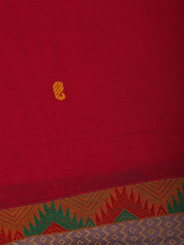 Rust Orange Solid Cotton Saree Print Border - Diadem