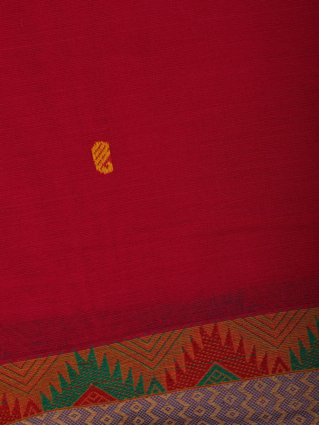 Rust Orange Solid Cotton Saree Print Border - Diadem