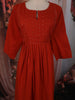 Rust Orange Solid Design Cotton Anarkali Suit with Contrast Dupatta