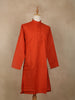 Rust Orange Solid Design Cotton Men’s Kurta