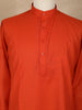 Rust Orange Solid Design Cotton Men’s Kurta