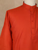 Rust Orange Solid Design Cotton Men’s Kurta