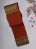 Rust Orange Solid Design Cotton Saree with Contrast Zari Border