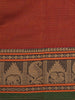Rust Orange Solid Design Cotton Saree with Contrast Zari Border