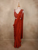 Rust Orange Solid Design Satin Ready To Wear Saree with Designer Blouse