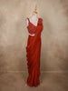 Rust Orange Solid Design Satin Ready To Wear Saree with Designer Blouse