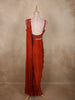 Rust Orange Solid Design Satin Ready To Wear Saree with Designer Blouse