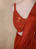 Rust Orange Solid Design Satin Ready To Wear Saree with Designer Blouse