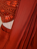 Rust Orange Solid Design Satin Ready To Wear Saree with Designer Blouse