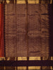 Rust Orange Striped Zari Woven Design Pure Kanchipuram Silk Saree with Contrast Retta Petta Border