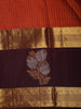 Rust Orange Striped Zari Woven Design Pure Kanchipuram Silk Saree with Contrast Retta Petta Border