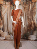 Rust Orange Vertical Striped Zari Woven Design Pure Kanchipuram Silk Saree with Matching Floral Zari Border