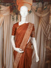 Rust Orange Vertical Striped Zari Woven Design Pure Kanchipuram Silk Saree with Matching Floral Zari Border
