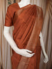 Rust Orange Vertical Striped Zari Woven Design Pure Kanchipuram Silk Saree with Matching Floral Zari Border