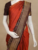 Rust Orange Butta Woven Pure Kanchipuram Silk Saree with Contrast Brown Zari Border